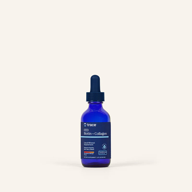 Trace minerals biotino ir kolageno pakuotė šviesniame fone