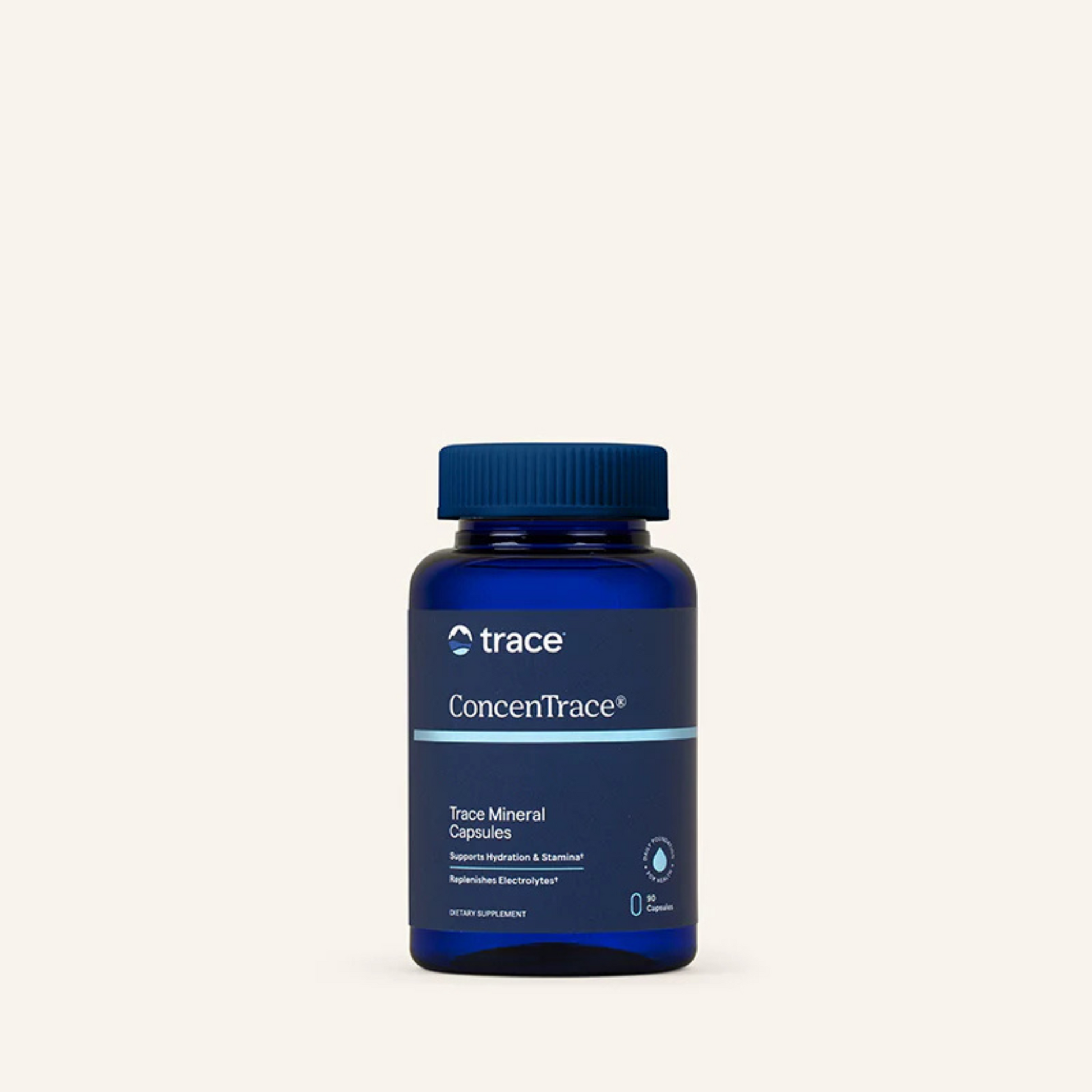 Trace Minerals concentrace joninių mineralų pakuotė šviesiame fone
