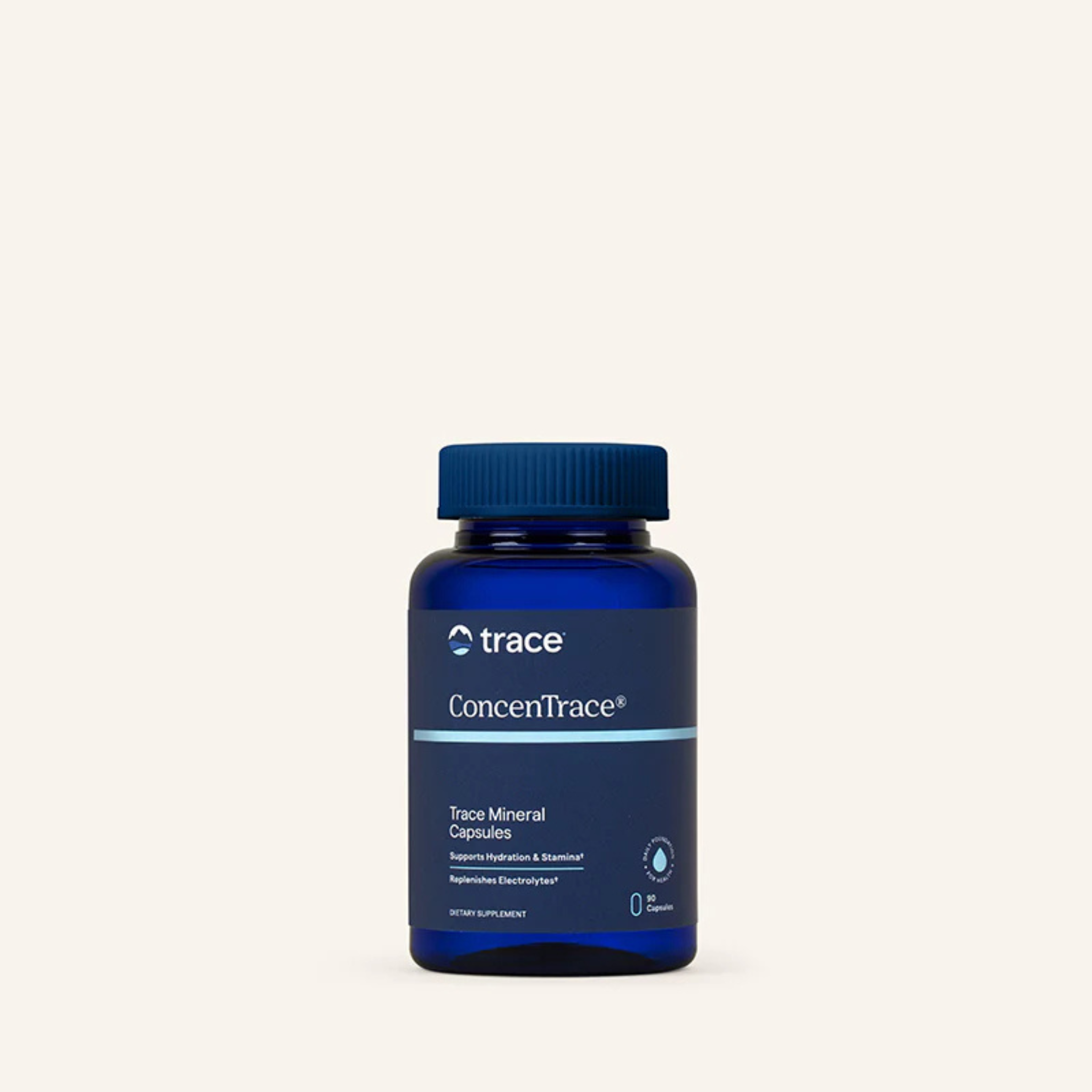 Trace Minerals concentrace joninių mineralų pakuotė šviesiame fone