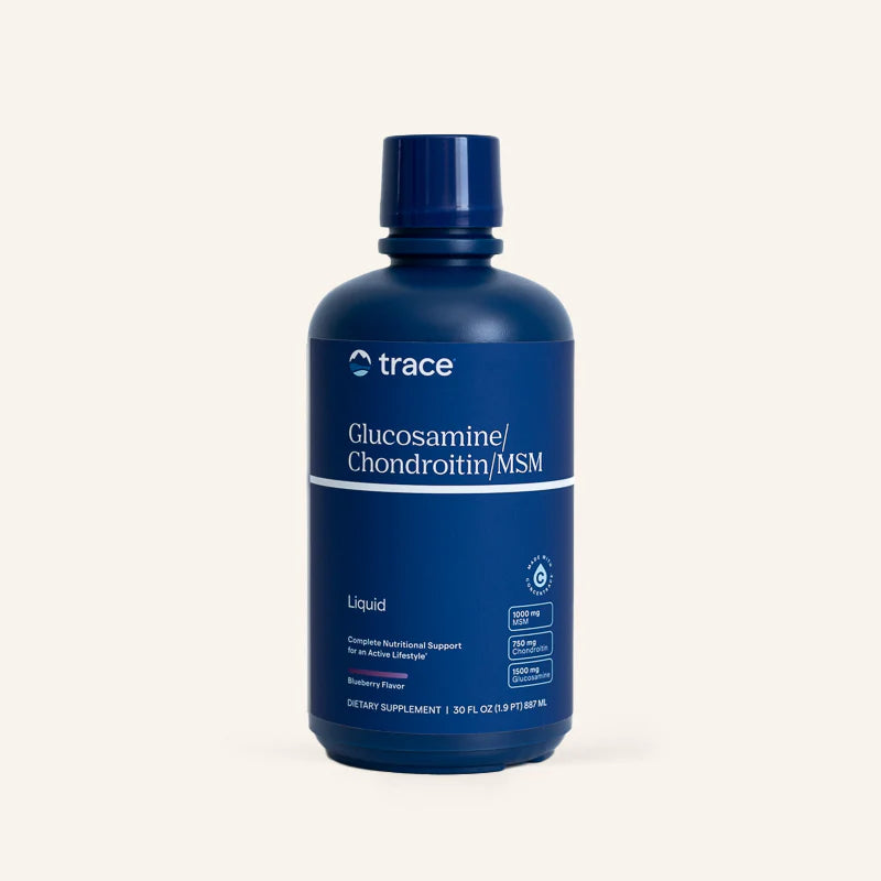 Trace Minerals gliukozamino pakuotė šviesiame fone