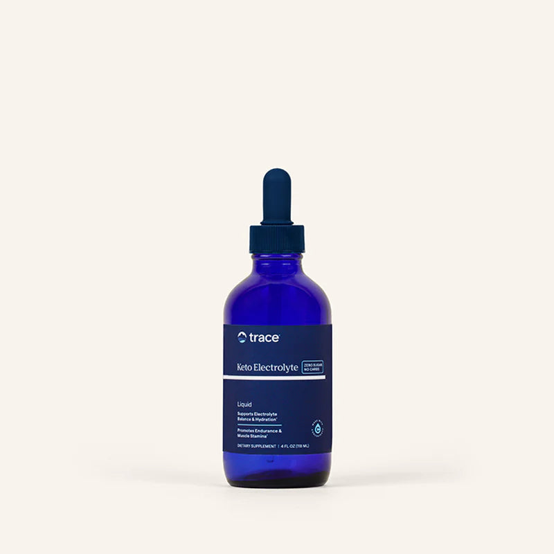 Trace Minerals keto elektrolitų lašų pakuotė šviesiame fone