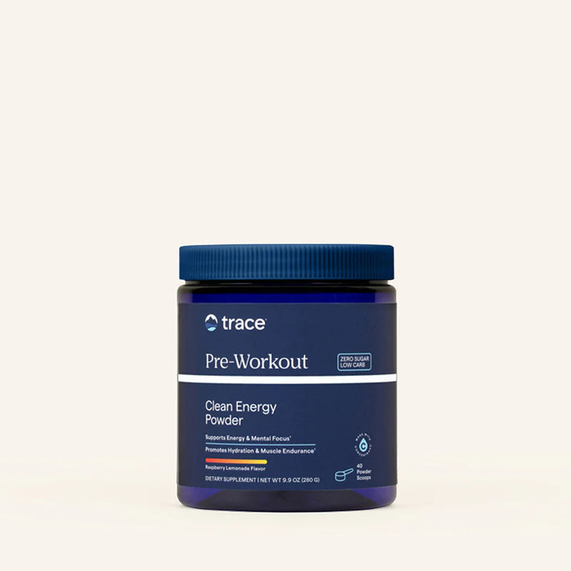 Trace Minerals pre-workout pakuotė šviesiame fone