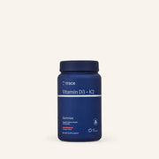 Trace Minerals vitamino D3+K2 guminukų pakuotė šviesiame fone